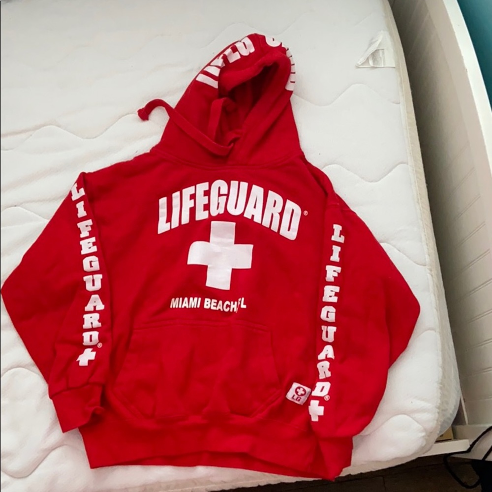 red lifeguard hoodie